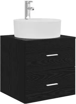 vidaXL Wandmontierter Waschtisch schwarze Eiche 49,5x44,5x65cm (890295)