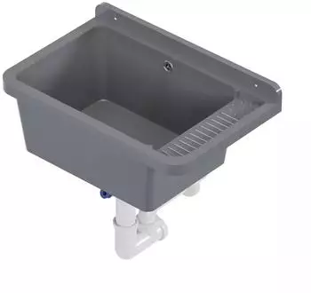 QLS Gradia Ausgussbecken 50,8x33,8cm Polypropylen grau mit Siphon (11119)
