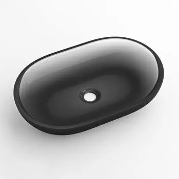 doporro Aufsatzwaschbecken oval aus Kunstharz, glasgrau, 54x34x10,5cm (Coloria03)