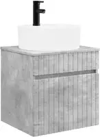 vidaXL Wandmontierte Waschbecken-Vanit&auml;t Betongrau 49 x 44,5 x 65 cm