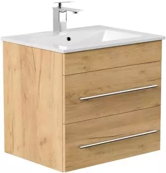 Posseik Apollo Waschtisch 61,5cm Keramikbecken, 2 Schubladen, Eiche gold (APOLLO000010DE)