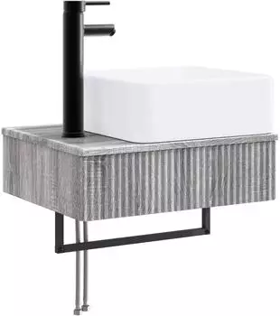 vidaXL Wandmontiertes Waschbecken Grau Sonoma 53x35x39cm Holzwerkstoff (890214)