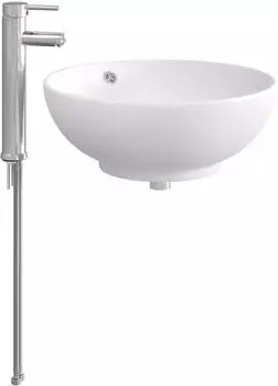 vidaXL Waschbecken mit Wasserhahn und Abfluss, chrom, 44x44x16cm (890246)