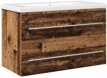 vidaXL Waschbeckenunterschrank mit integriertem Waschbecken, wei&szlig;, Holzwerkstoff