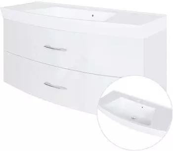 Lomado FLORIDO-03 Waschtisch mit Unterschrank 120cm, hochglanz wei&szlig; (FLORIDO-03)