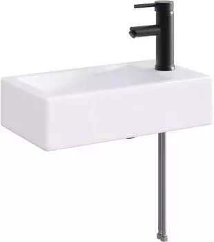 vidaXL Waschbecken mit Wasserhahn und Abfluss, matt schwarz (890223)