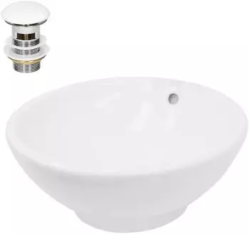 LuxeBath Aufsatzwaschbecken rund, Keramik, wei&szlig;, &Oslash; 420x170mm, inkl. Ablaufgarnitur (490008522)