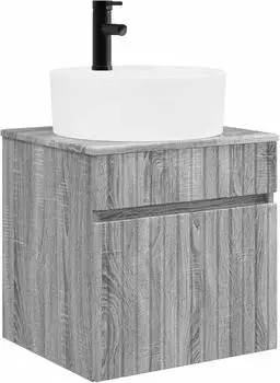 vidaXL Wandmontierter Waschtischunterschrank Sonoma-Grau 49x44,5x65cm