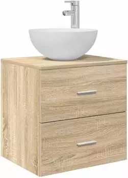 vidaXL H&auml;nge-Waschtischunterschrank 2 Schubladen Sonoma-Eiche 49,5x41x64,5cm