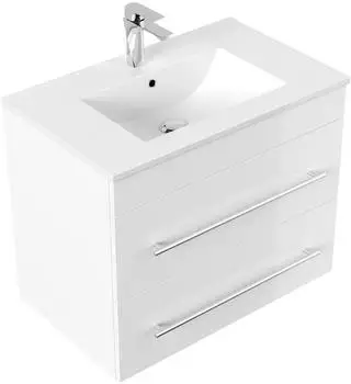 Posseik Artemis Waschtisch mit Unterschrank 75,5cm, wei&szlig; hochglanz, Keramikbecken
