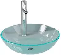 vidaXL Waschbecken mit Armatur und Ablaufgarnitur Hartglas