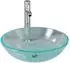 vidaXL Waschbecken mit Armatur und Ablaufgarnitur, Hartglas (3098439)