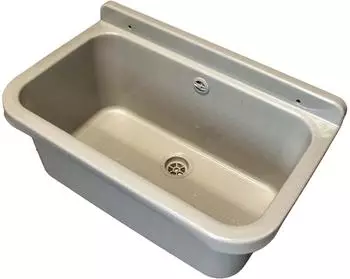 tecuro Ausgussbecken P55G grau mit Ablaufgarnitur und Siphon 18L (8022229)