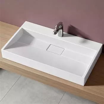 doporro Colossum19 Aufsatz-/Hängewaschbecken Mineralguss weiß matt 80cm (Colossum19)