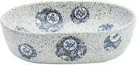 vidaXL Aufsatzwaschbecken Grau und Blau Oval 47x33x13 cm Keramik