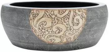 vidaXL Aufsatzwaschbecken schwarz und braun, rund, &Oslash;41x14cm, Keramik (155060)