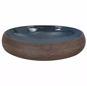 vidaXL Aufsatzwaschbecken oval braun und blau 59x40x15cm Keramik (155081)