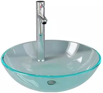 vidaXL Waschbecken mit Wasserhahn und Ablaufgarnitur, geh&auml;rtetes Glas (3098443)
