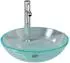 vidaXL Waschbecken mit Wasserhahn und Ablaufgarnitur, gehärtetes Glas (3098443)