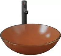 vidaXL Badezimmer Waschbecken mit Wasserhahn und Ablaufgarnitur Braun...