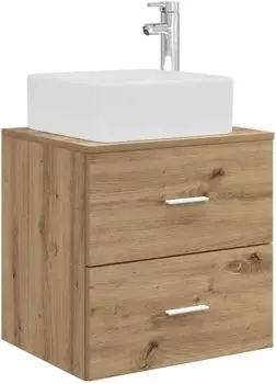 vidaXL Hänge-Waschtischunterschrank Artisan Oak, Holzwerkstoff, 53x35x80cm, 2 Schubladen