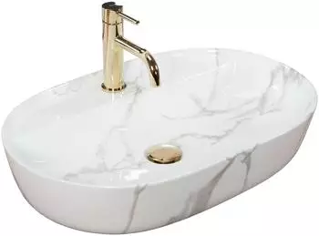 Rea Aura Aufsatzwaschbecken oval 60,5x40,5cm grauer Stein (REA-U8003)
