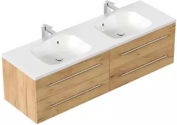 Posseik Geant 160 Doppelwaschtisch mit Unterschrank, 4 Schubladen, eiche gold (GEANT 160)