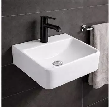 NeuTrends Uno74H Keramik Waschbecken, eckig, 41x37cm (Uno74H)