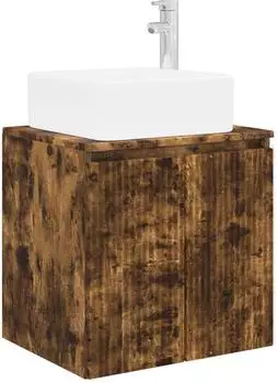 vidaXL Wandmontierter Waschtischunterschrank mit Tür, Holzwerkstoff, braun, 53x35x63cm