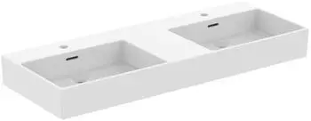 Ideal Standard Extra Doppel-Waschtisch 1215mm, je 1 Hahnloch mittig, mit &Uuml;berlauf (R0559V1)