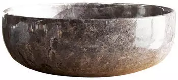 Tikamoon Pia rundes Marmorwaschbecken, hellgrau, 33x12x33cm
