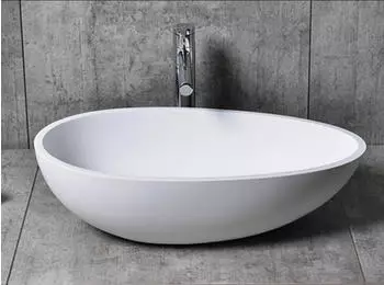 Bernstein TWA65 Aufsatzwaschbecken Mineralguss oval, wei&szlig; hochglanz, 60x35x16cm (TWA65)