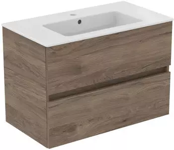 Ideal Standard Eurovit+ Waschtisch mit Unterschrank 2 Ausz&uuml;ge 81cm Nussbaum (R0574Y9)