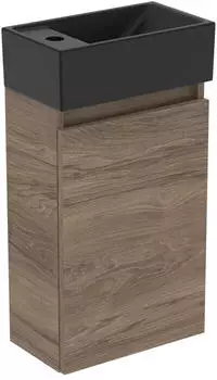 Ideal Standard Eurovit+ Badmöbel-Set mit Gästebecken, 1 Tür, 37cm, nussbaum/schwarz (R0579Y9)
