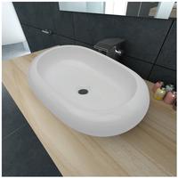 vidaXL Keramik Waschtisch Waschbecken Oval Wei&szlig; 63 x 42 cm