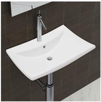 vidaXL Luxuri&ouml;ses Keramik-Waschbecken rechteckig mit &Uuml;berlauf und Hahnloch