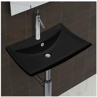 vidaXL Luxuri&ouml;ses Keramik-Waschbecken rechteckig mit &Uuml;berlauf &amp; Hahnloch