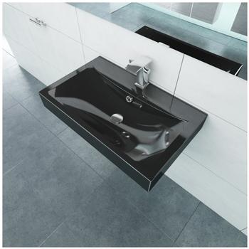 vidaXL Luxus-Waschbecken Keramik Rechteckig Schwarz mit Hahnloch 60x46 cm (140687)