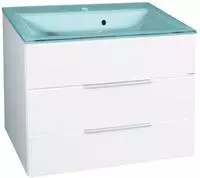 Fackelmann Kara Badm&ouml;bel Set 2-teilig, 80 Cm, Wei&szlig;, Glas Mint, 2 Schubladen-08014