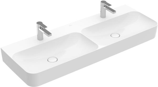 Villeroy & Boch Finion Doppelwaschtisch B: 130 T: 47 cm starwhite, mit CeramicPlus, geschliffen, ohne Überlauf 4139DGR2
