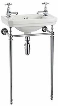 Casa Padrino Jugendstil Stand Gäste WC Waschtisch WeißChrom B 51cm mit 2 Hahnlöchern Mod2 - Art Deco Waschbecken Barock Antik Stil