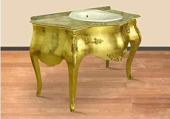 Casa Padrino Luxus Barock Waschtisch Gold mit cremefarbener Marmorplatte - Luxus Barock