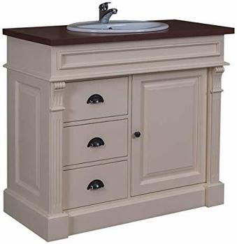 Casa Padrino Landhaus Stil Waschschrank Waschtisch inkl 1 Waschbecken CremeBraun - Bad Schrank