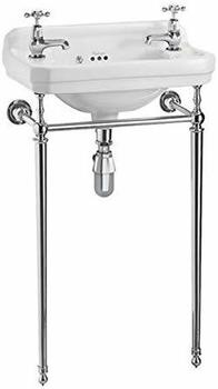 Casa Padrino Jugendstil Stand Gäste WC Waschtisch WeißChrom B 51cm mit 2 Hahnlöchern - Art Deco Waschbecken Barock Antik Stil