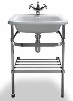 Casa Padrino Jugendstil Stand Waschtisch Naturstein WeißEdelstahl B 55cm - Art Deco Waschbecken