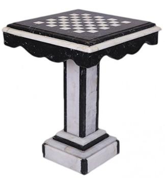 Casa Padrino Luxus Barock Spieltisch SchachDame Tisch Marmor Schwarz - Weiss - Möbel Antik Stil