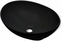vidaXL Keramik Waschtisch Waschbecken Oval schwarz 40 x 33 cm