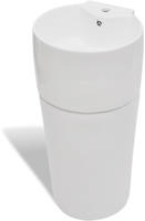 vidaXL Standwaschbecken mit Hahn/&Uuml;berlaufloch Keramik wei&szlig; rund