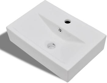 vidaXL Keramik Waschbecken Hahnloch/&Uuml;berlaufloch wei&szlig; rechteckig (141932)