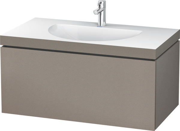 Duravit Darling New Waschtisch mit L-Cube Waschtischunterschrank B: 100 H: 50 T: 54 cm, 1 Auszug terra, ohne Einrichtungssystem, mit 1 Hahnloch LC6901O1414